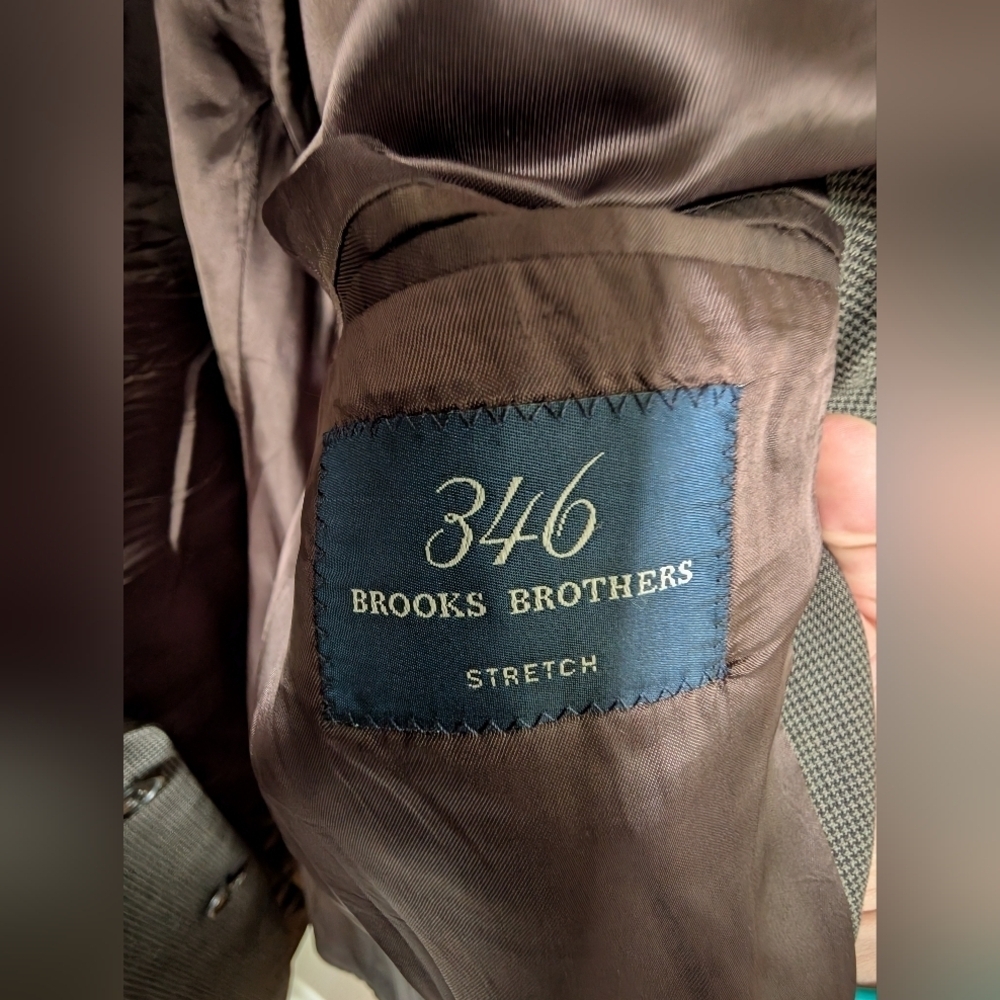 Brooks Brothers 346 Men's Grey Patterned Stretch Blazer 42R - Picture 2 of 4